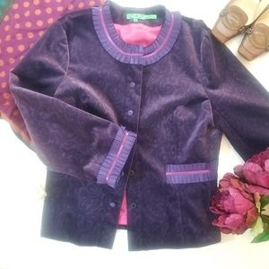 Tibi purple velvet blazer Size Large